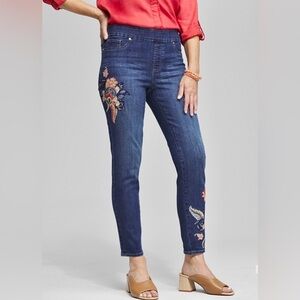 Chico’s New Floral Embroidered Jeans Pants NWOT JWLA Style